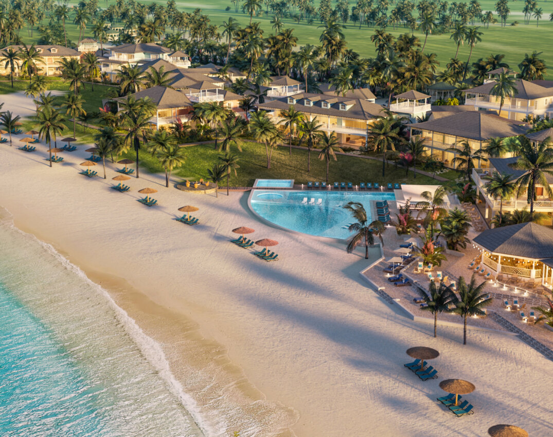 Aerial shot of The Cays neighborhood at The Abaco Club