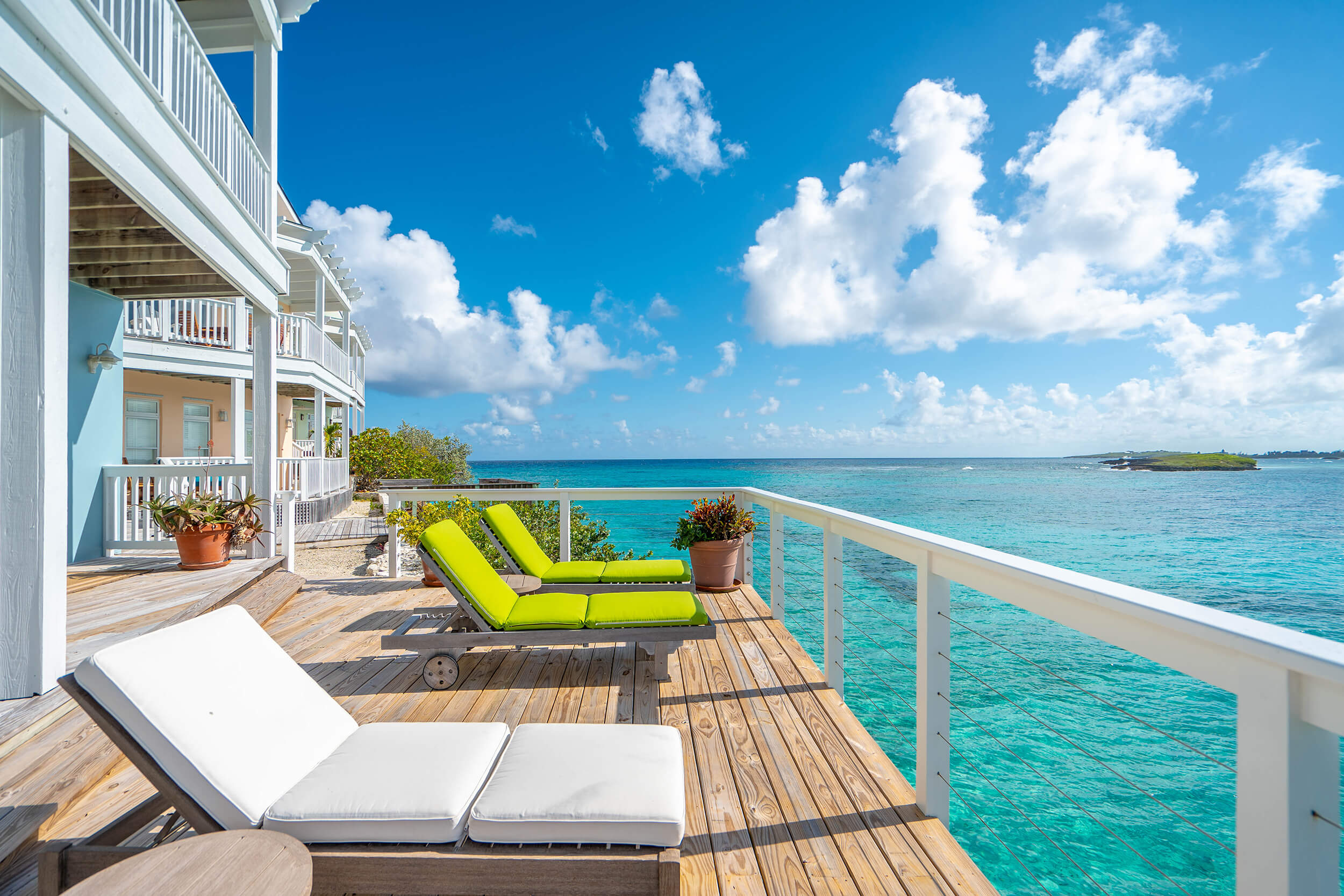 Balcony of a luxury beachfront property at The Abaco Club