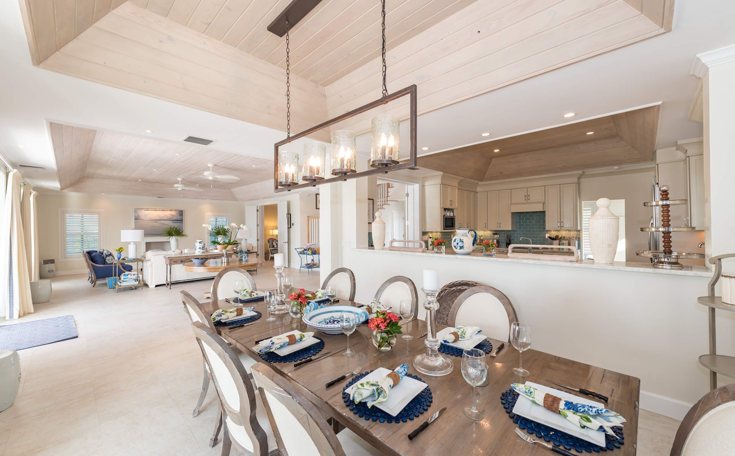Open living room kitchen from a property at The Abaco Club