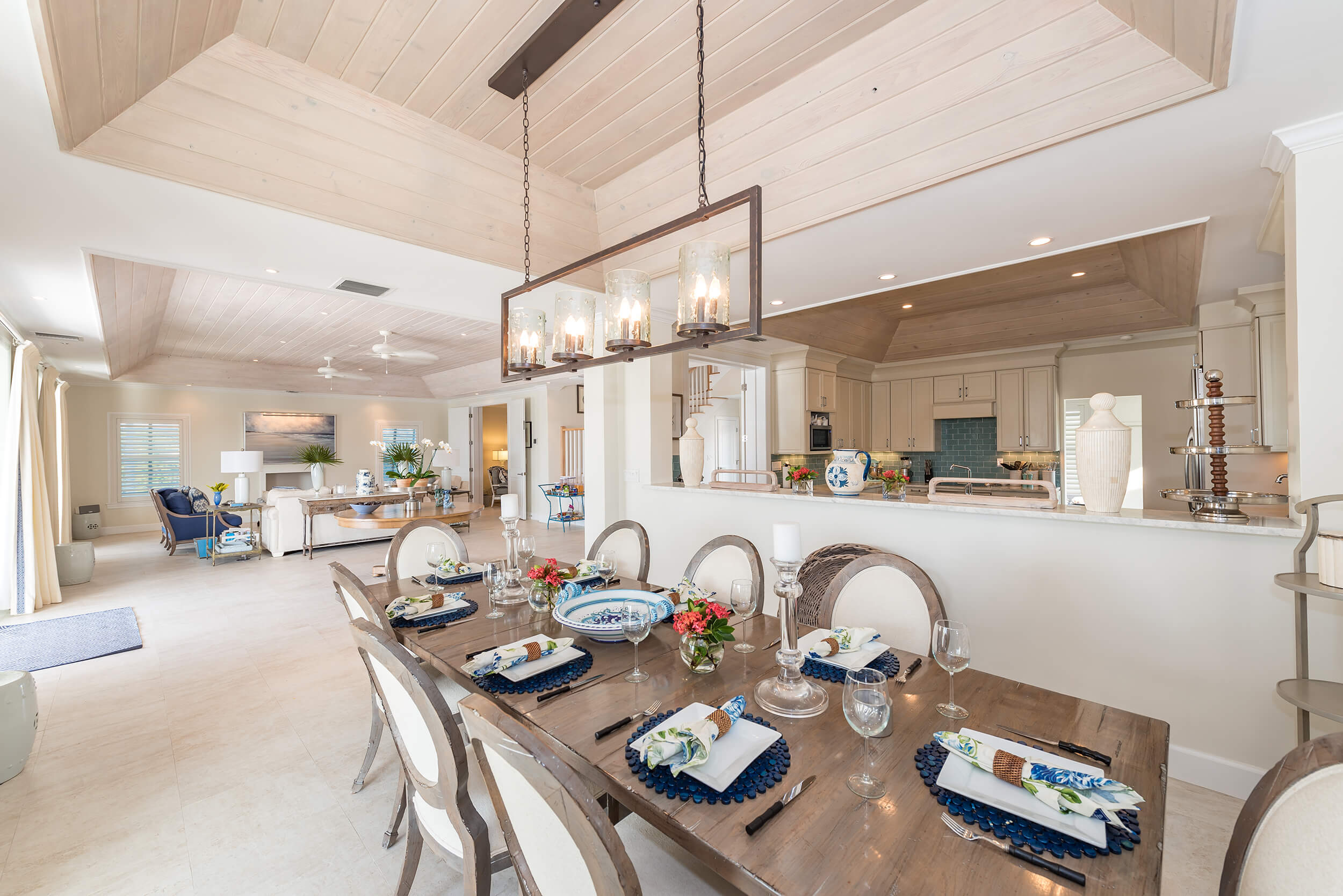 Open living room kitchen from a property at The Abaco Club