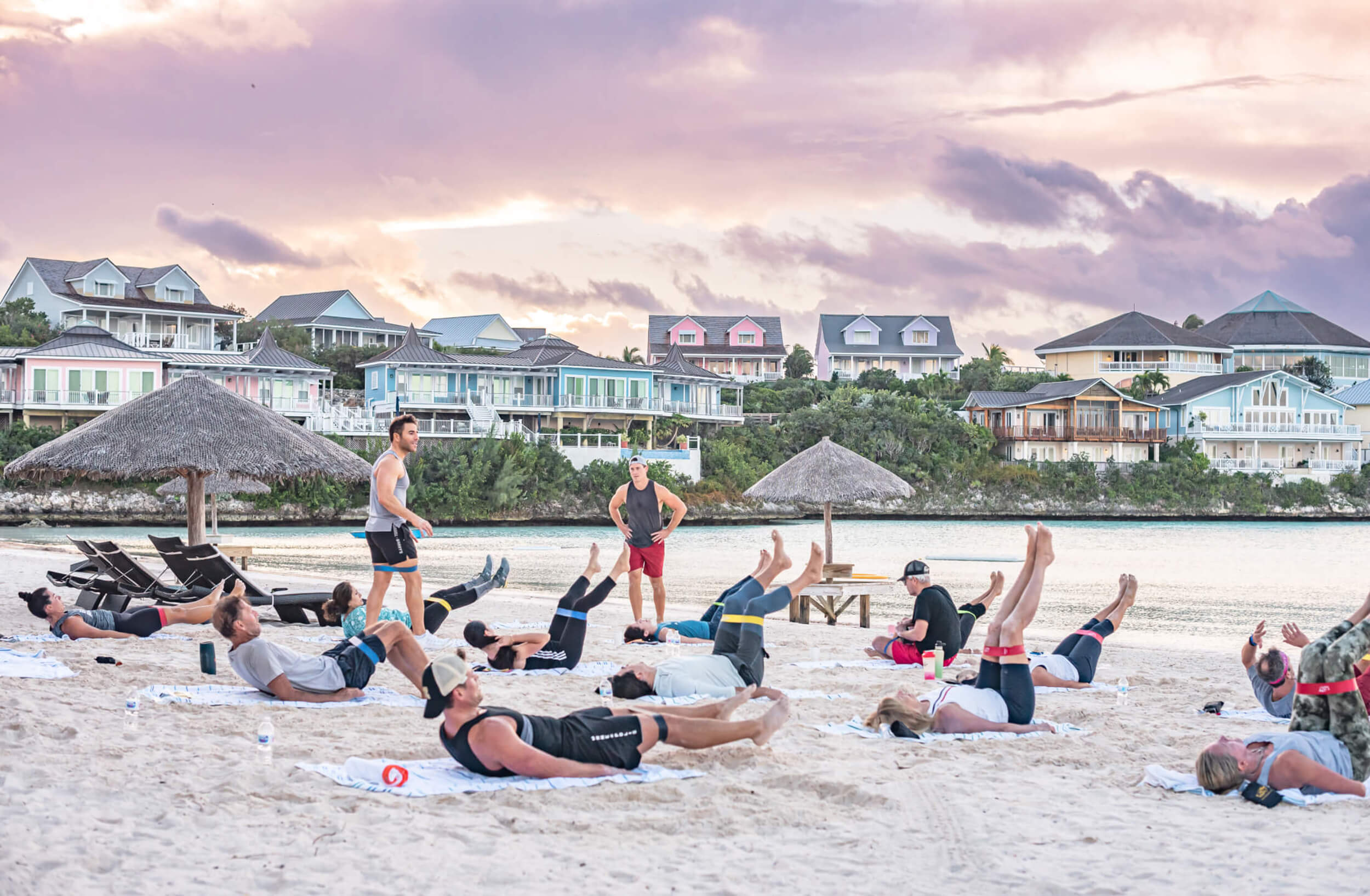 People exercising at the Abaco Club showing community spirit and club lifestyle in Bahamas.