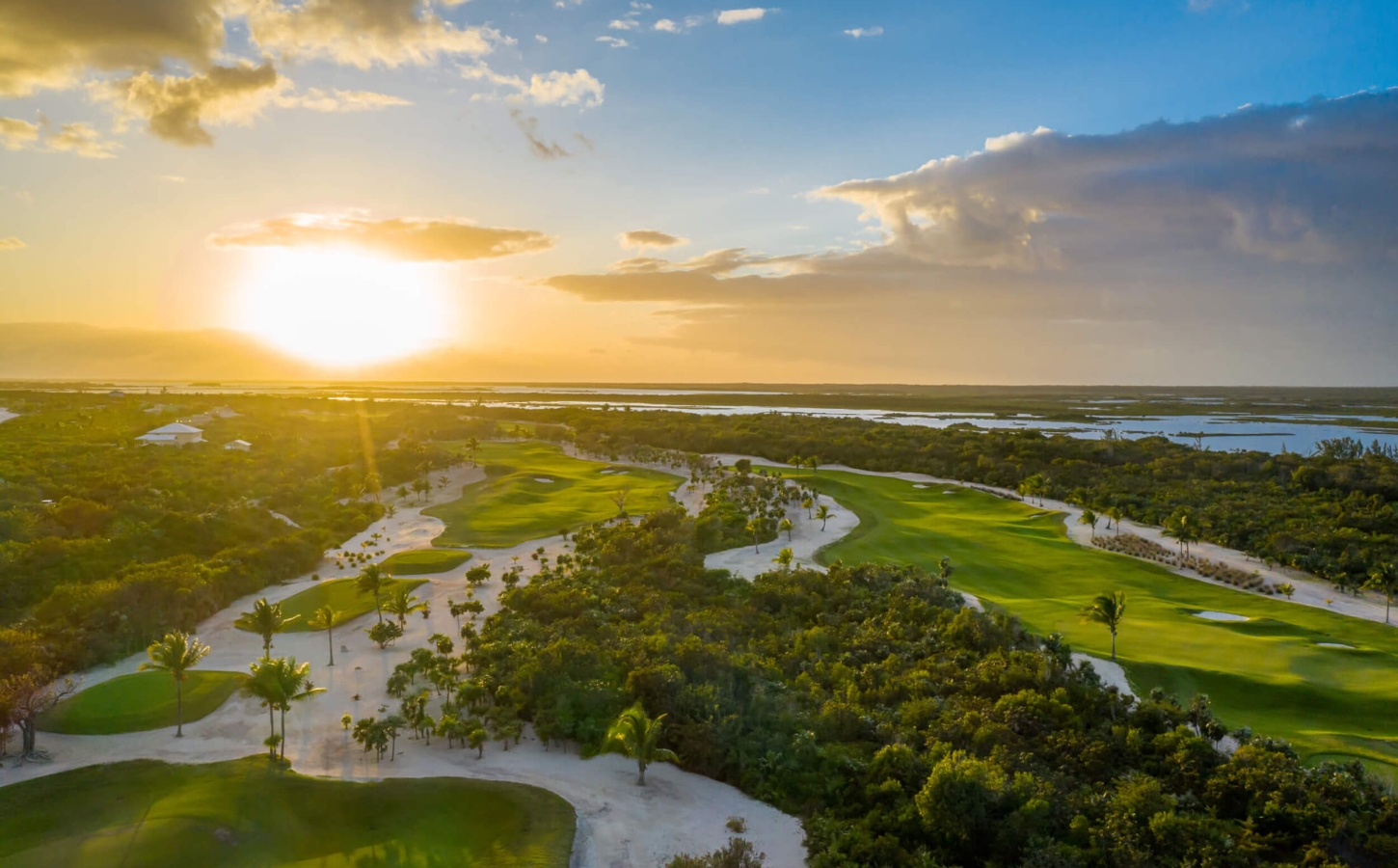 Golf course at sunset in The Abaco Club