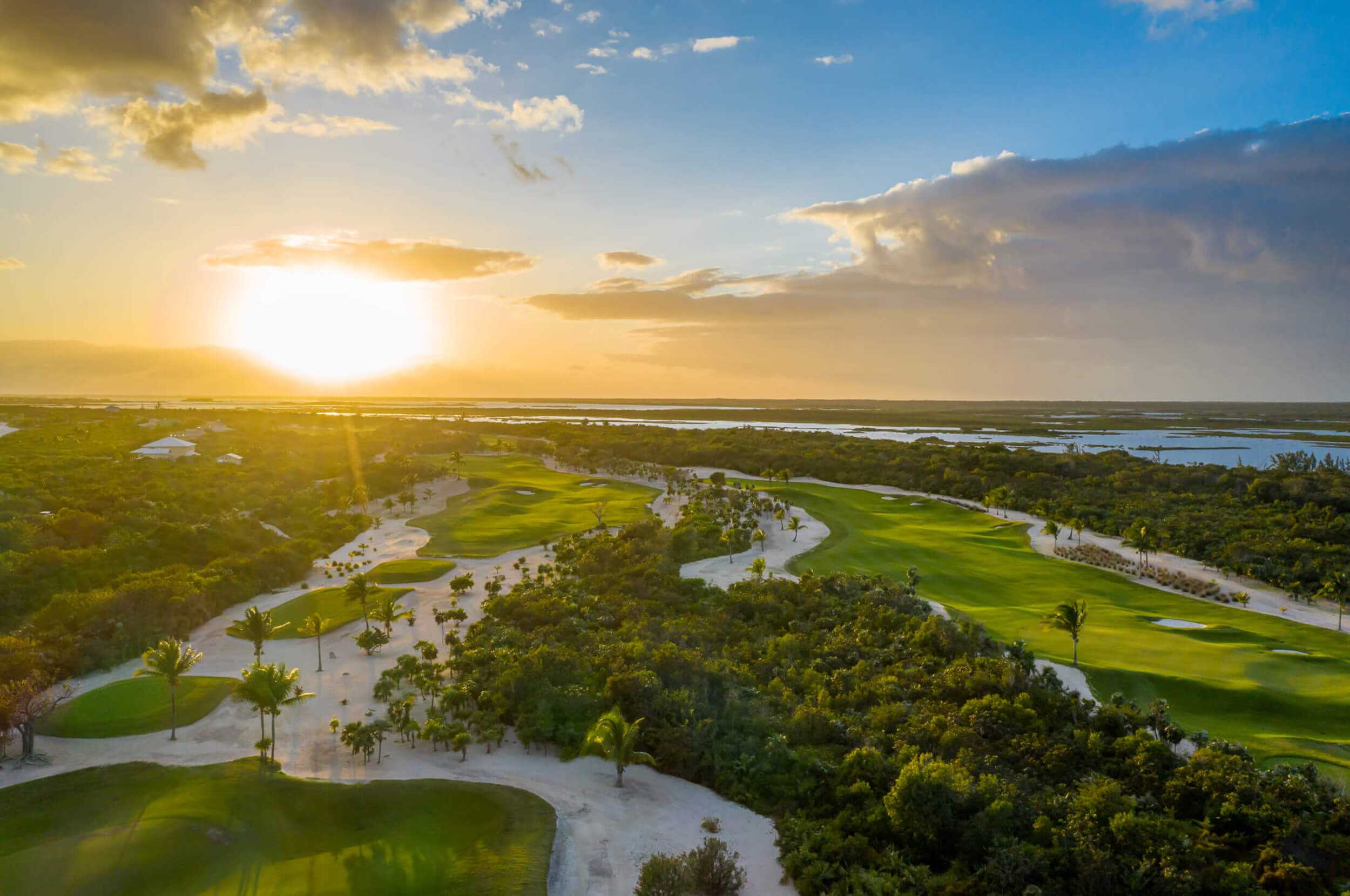 Golf course at sunset in The Abaco Club