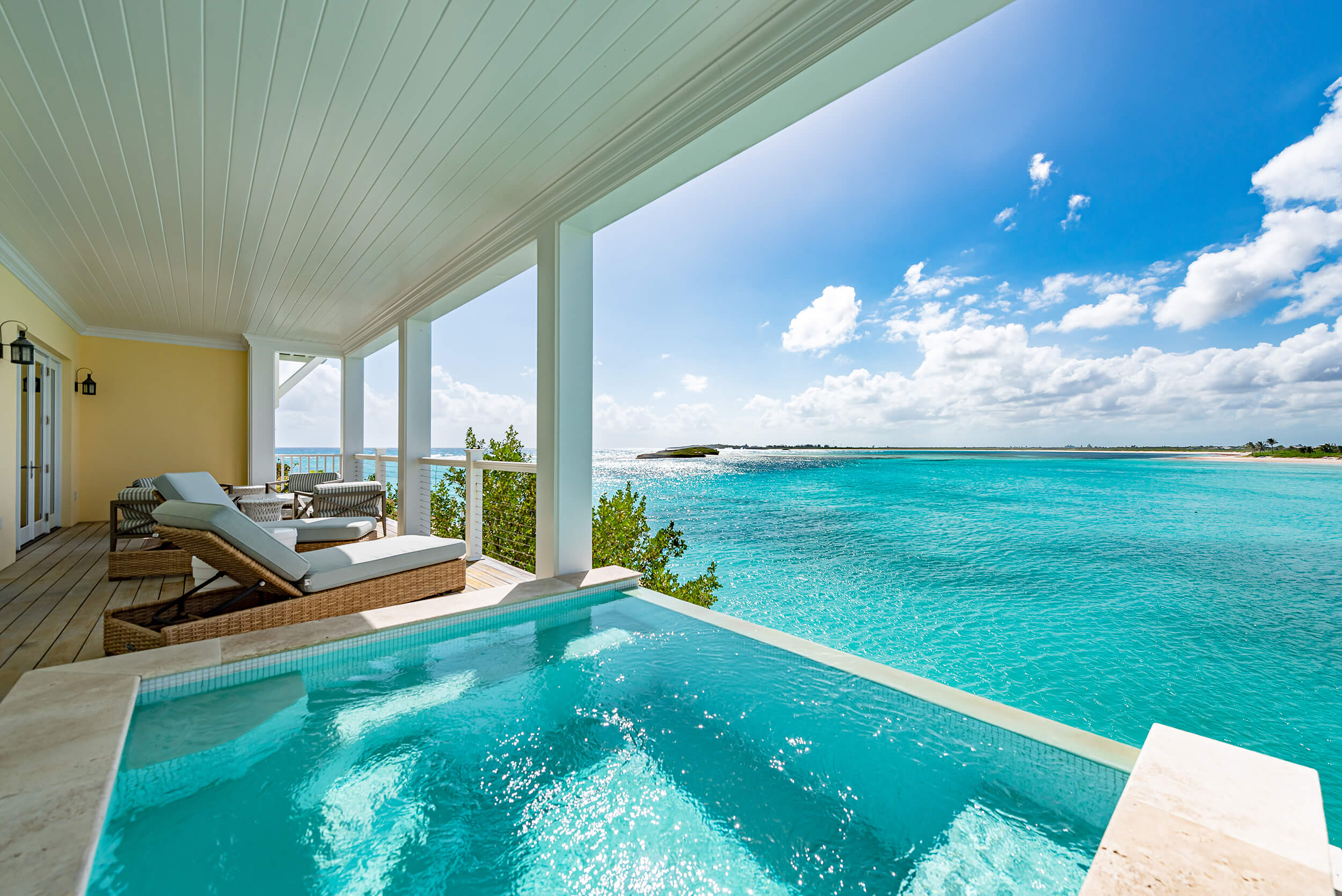 Scenic view of The Abaco Club's coastal homes, displaying the exclusive club lifestyle