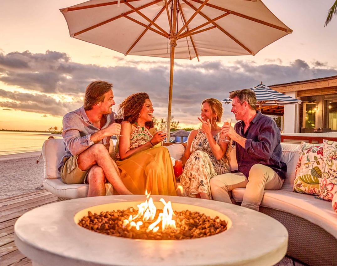 Group of friends in an evening event at The Abaco Club