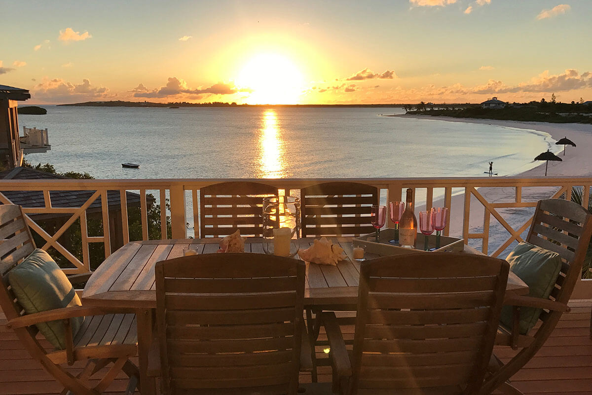 Balcony view of Sand Castle, a beachfront property at The Abaco Club
