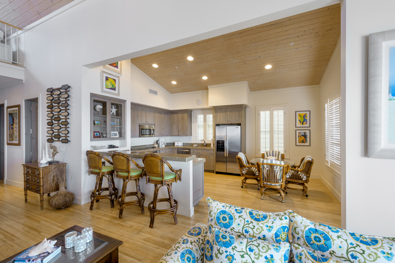 Elegant open kitchen concept in a beachfront property at The Abaco Club