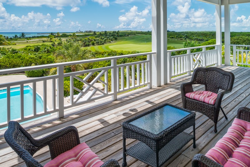 Balcony of a beachfront house in The Bahamas at The Abaco Club