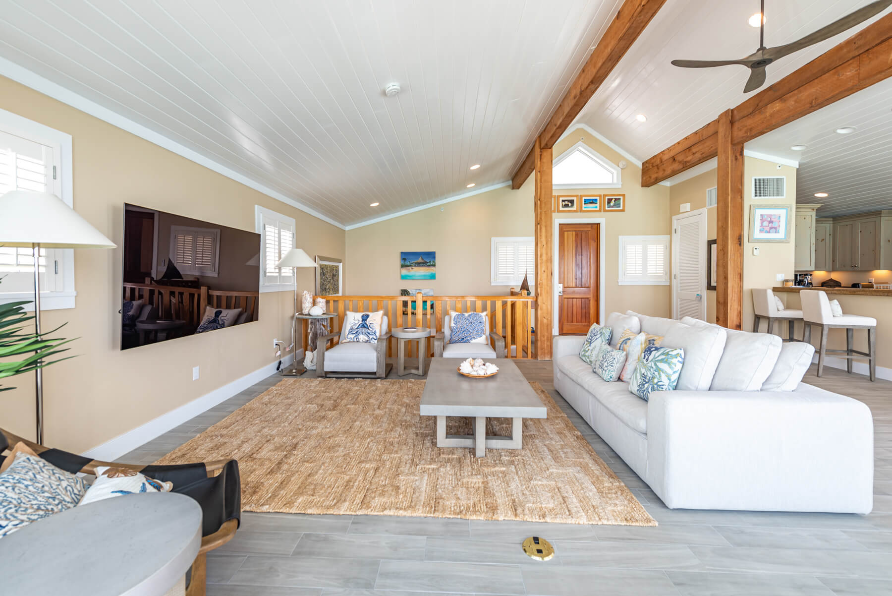 Open concept living in a beachfront property at The Abaco Club