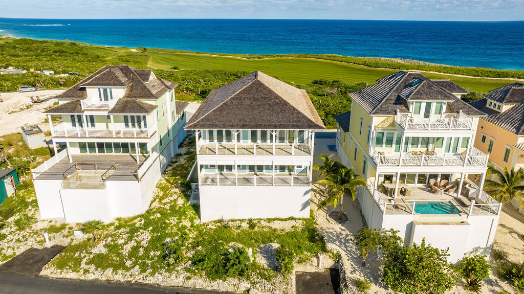 Aerial shot of a beachfront property at The Abaco Club