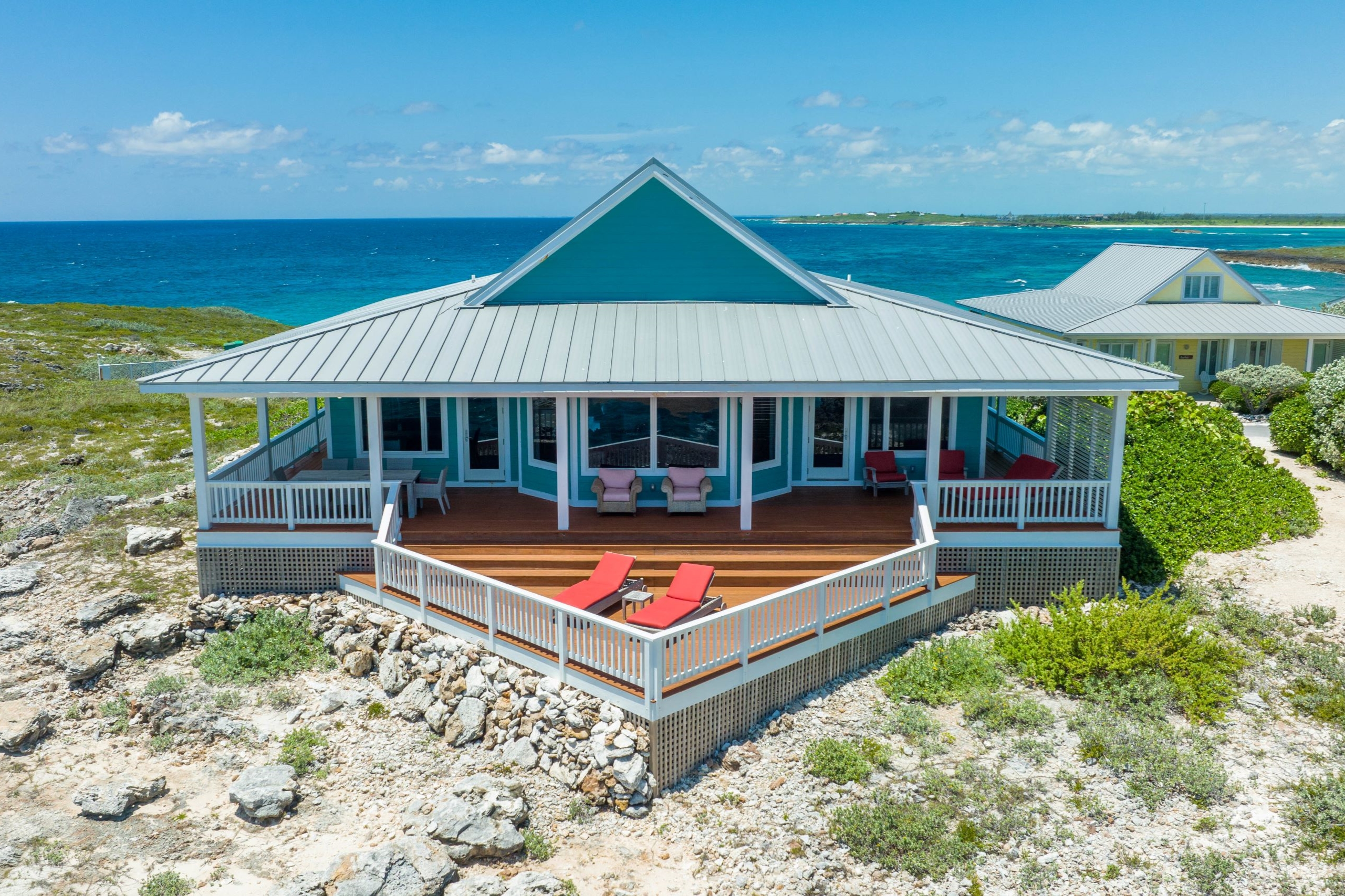 Aerial shot from a beachfront house on Winding Bay Bahamas