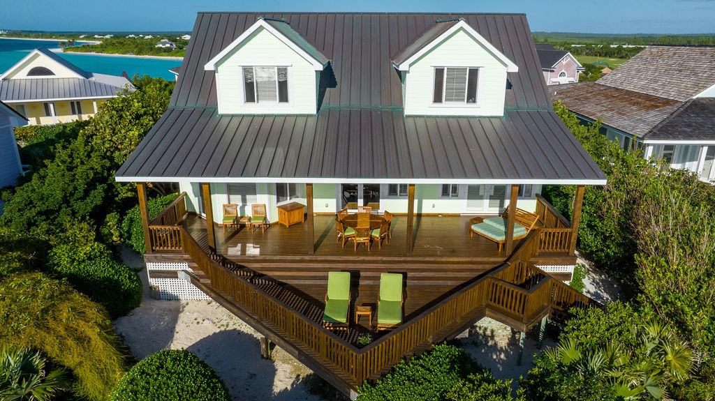 Rooftop view of a beachfront house at The Abaco Club on Winding Bay Bahamas