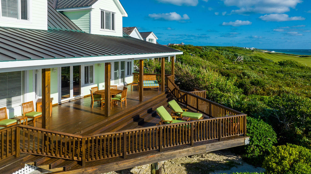 Deck and Balcony of a beachfront house at The Abaco Club on Winding Bay Bahamas