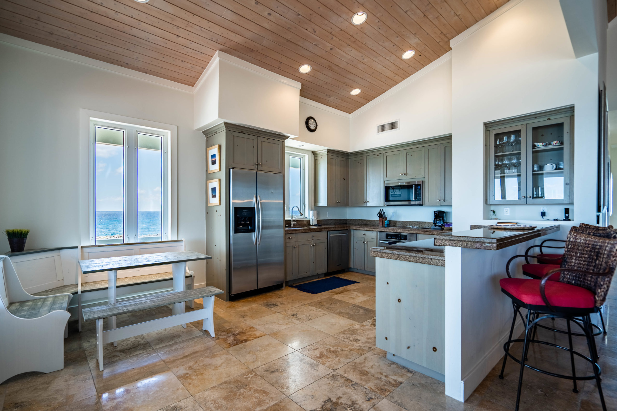 Kitchen view from a beachfront house on Winding Bay Bahamas