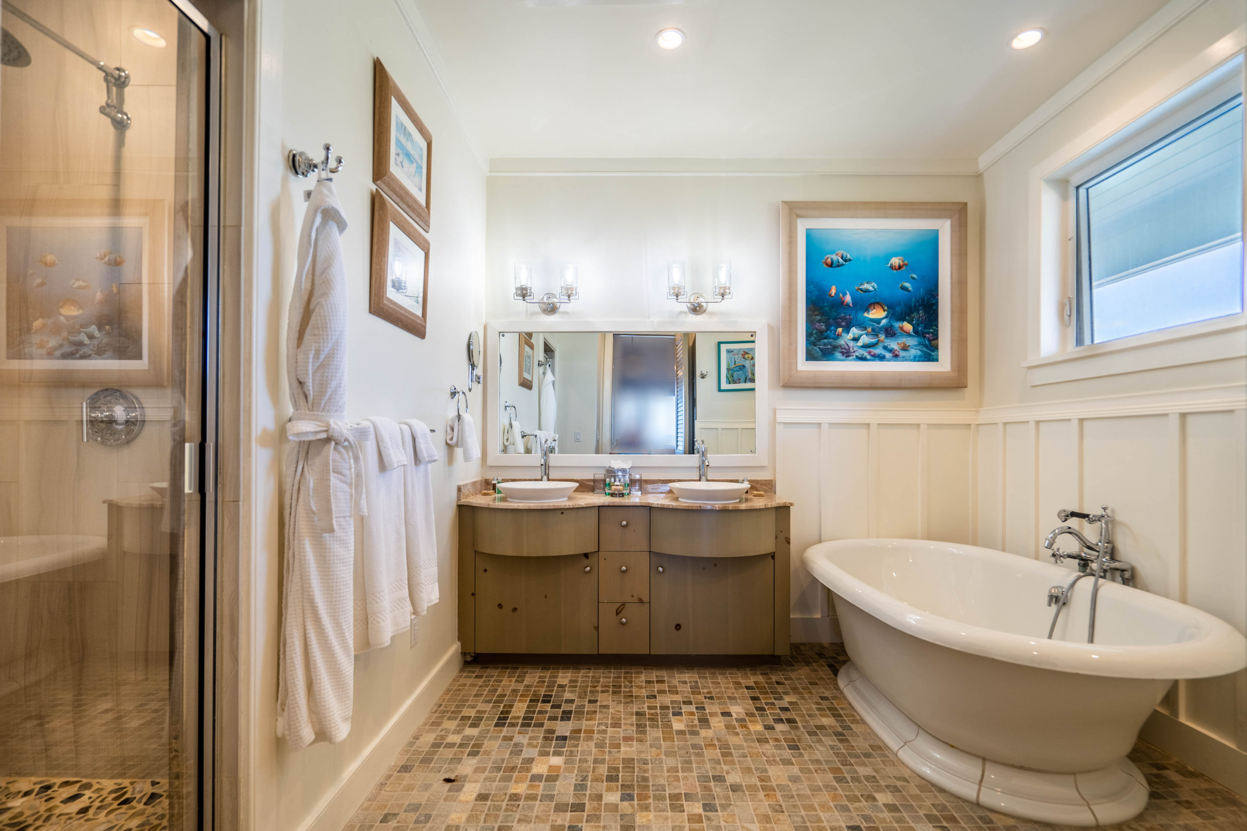 Sophisticated bathroom from a beachfront house on Winding Bay Bahamas