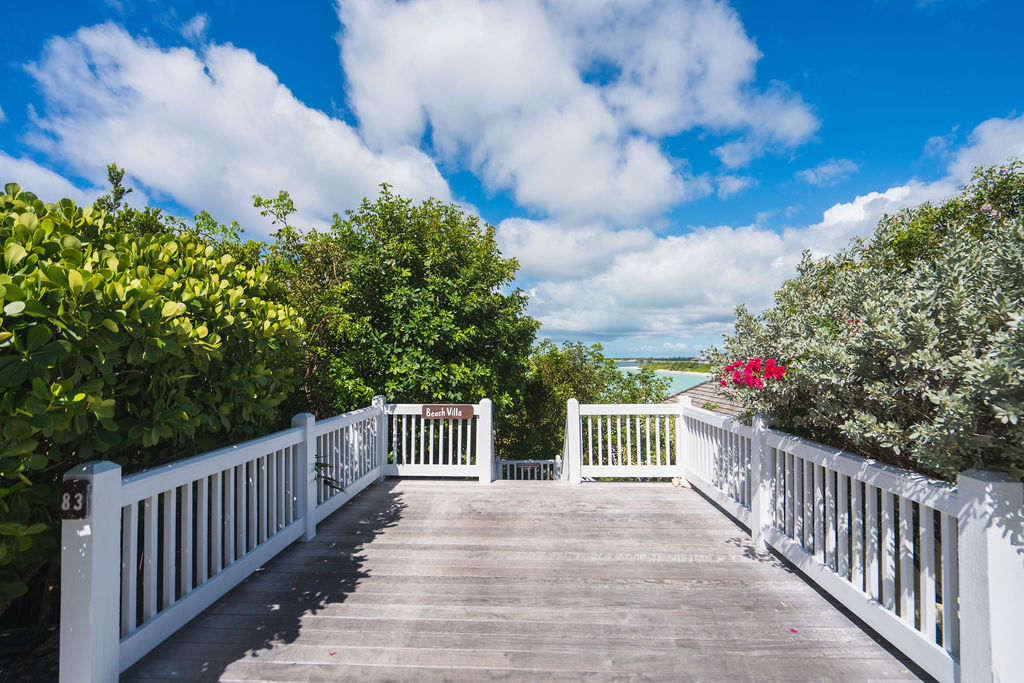 Deck of a beach house with ocean view at The Abaco Club
