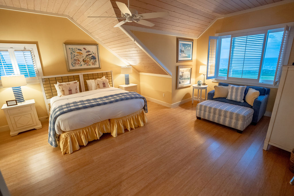 Spacious bedroom of a beachfront house at The Abaco Club on Winding Bay Bahamas