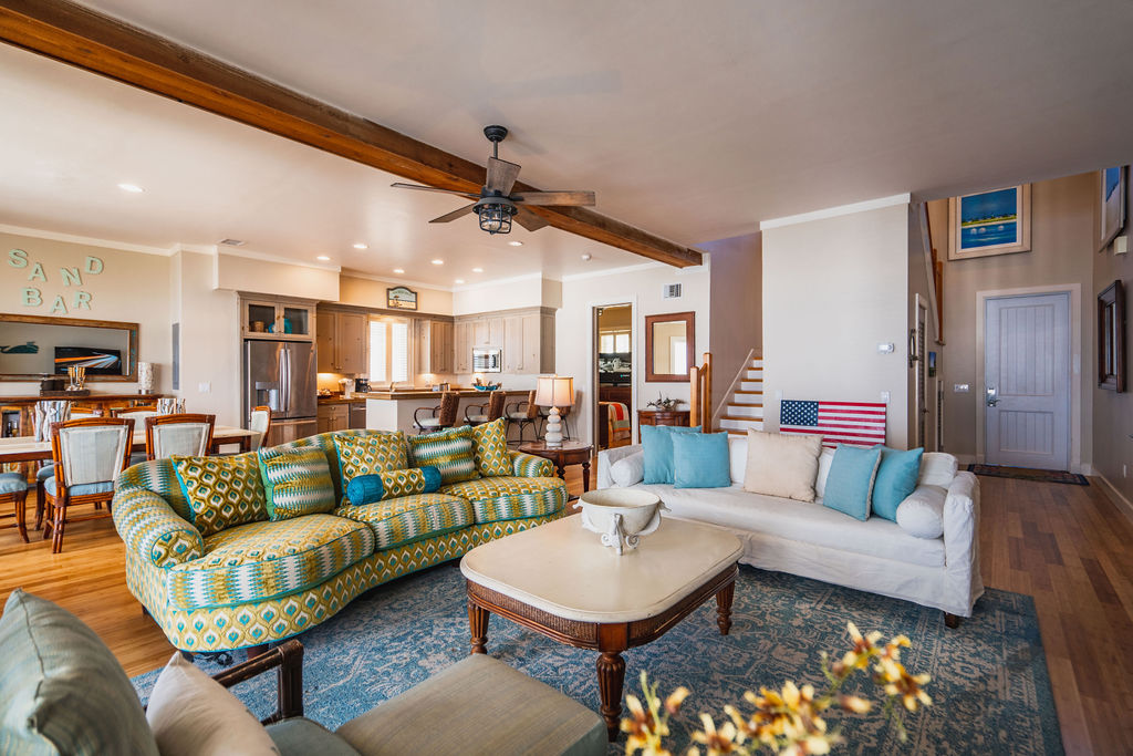 Living room in a Beachfront real estate villa at The Abaco Club
