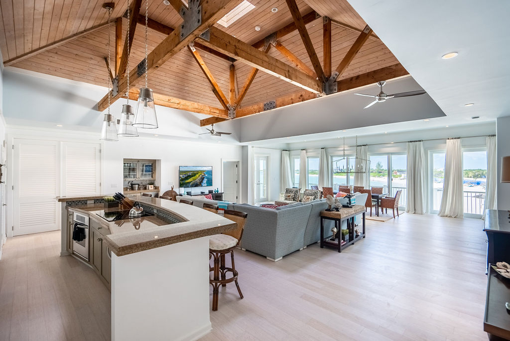 Open living concept from one of the real estate properties at The Abaco Club