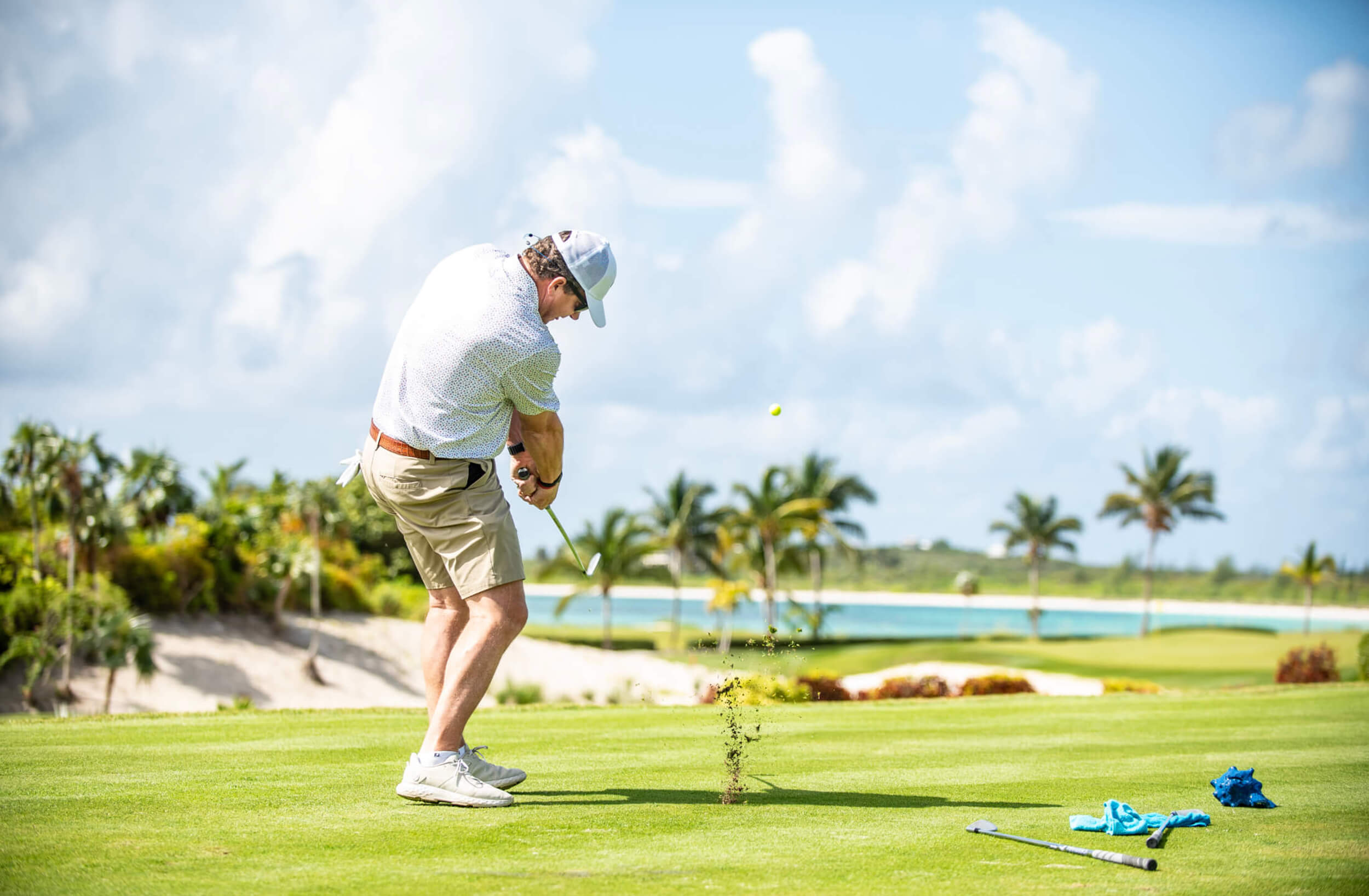 Golfer in action at The Abaco Club Golf Course