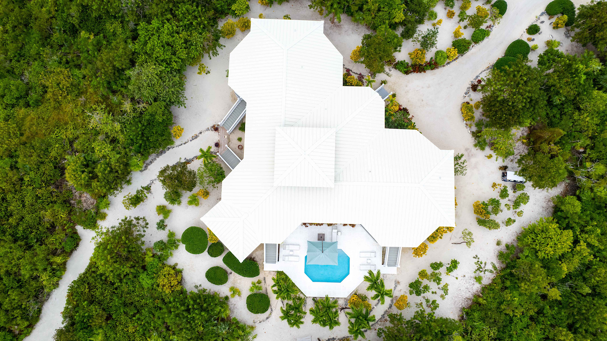 Rooftop Aerial shot of a property in The Bahamas
