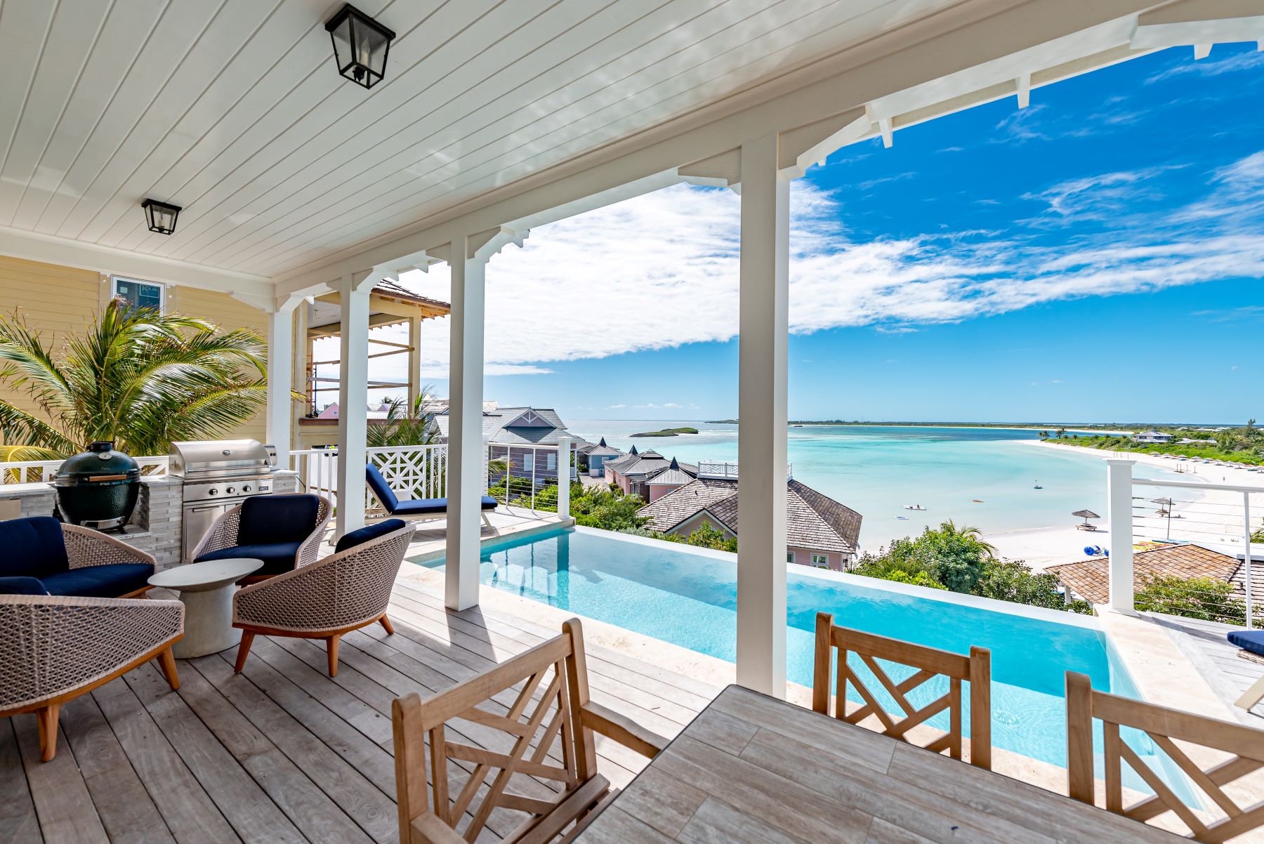 Deck view of a beachfront villa located in The Bahamas at The Abaco Club