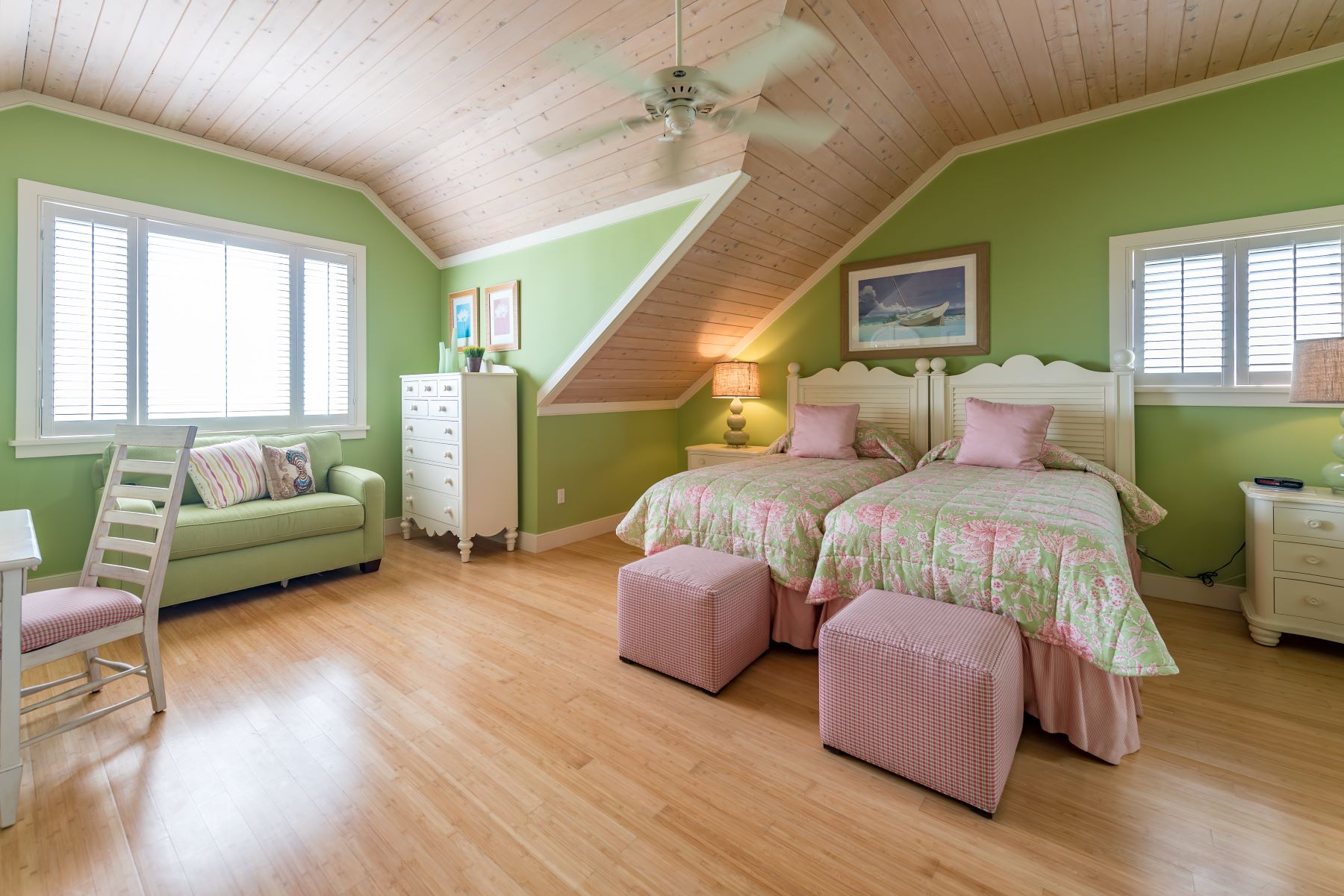 Bedroom of a beachfront house at The Abaco Club on Winding Bay Bahamas