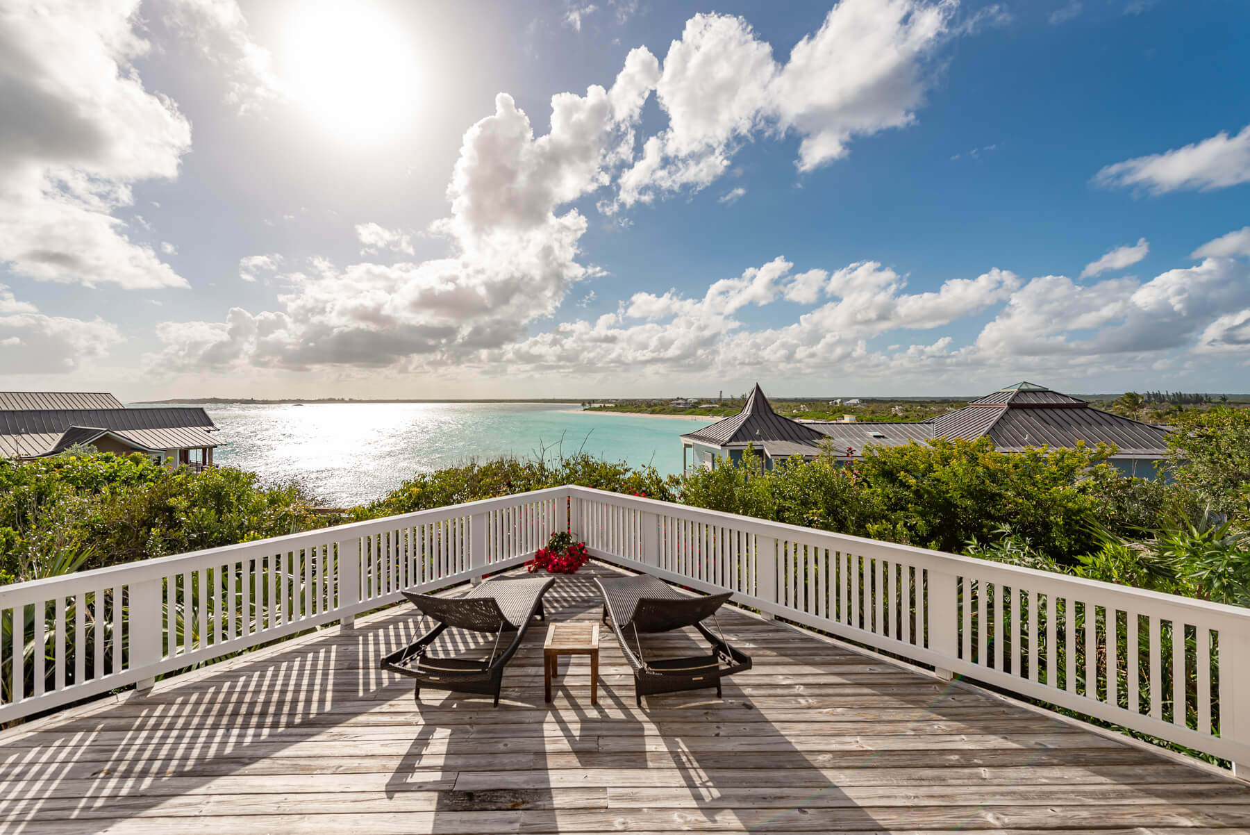 View of a beachfront villa balcony at Yellowbird in The Abaco Club
