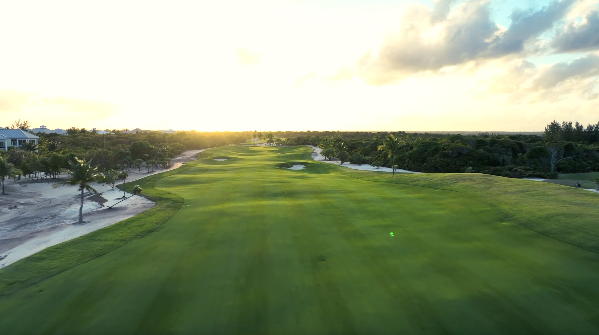 Aerial shot of Hole 1 from The Abaco Club golf course