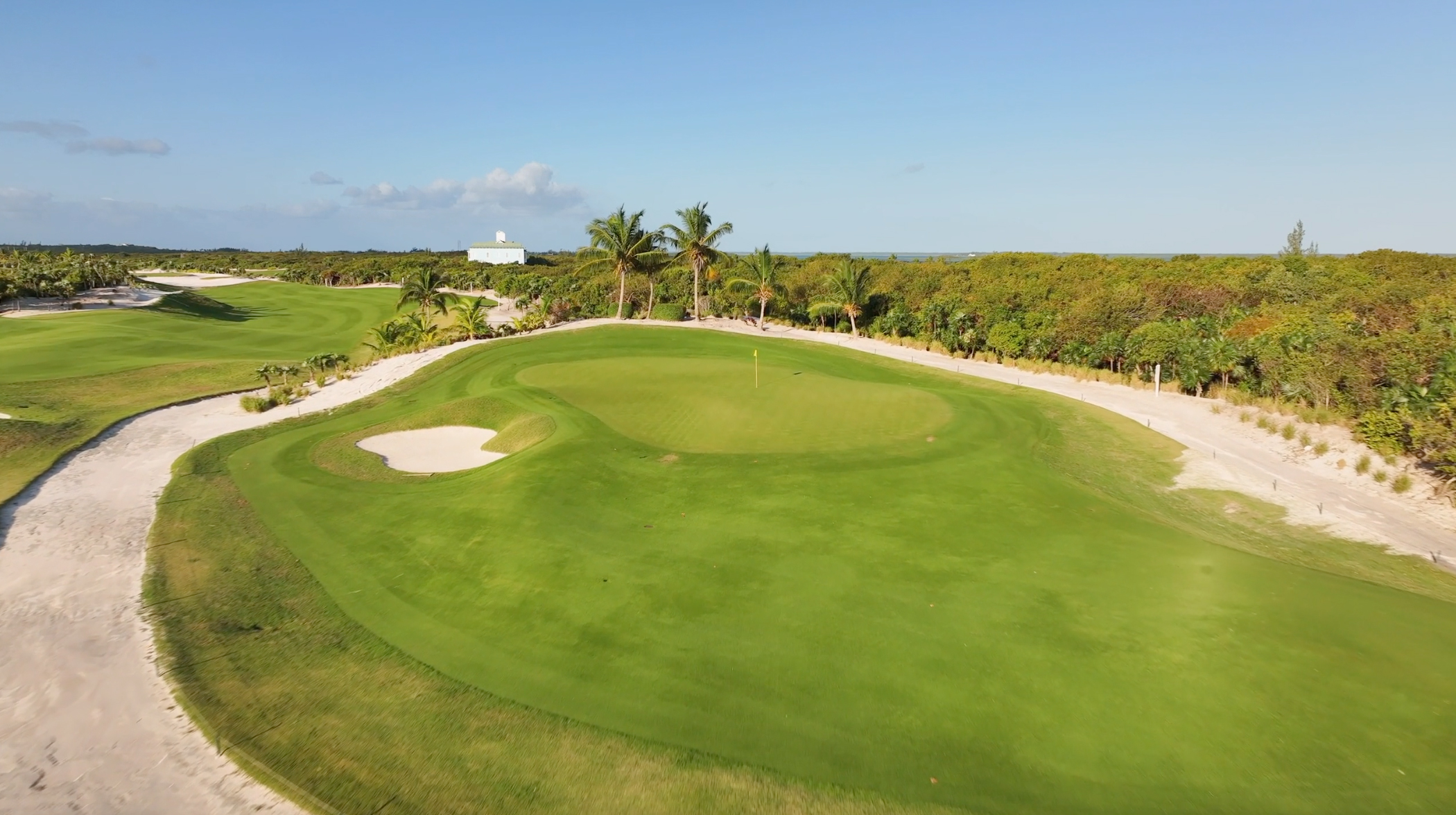 Aerial shot of Hole 10 from The Abaco Club golf course
