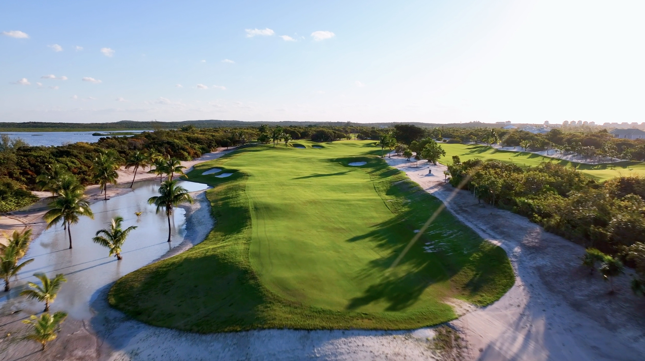 Aerial shot of Hole 11 from The Abaco Club golf course
