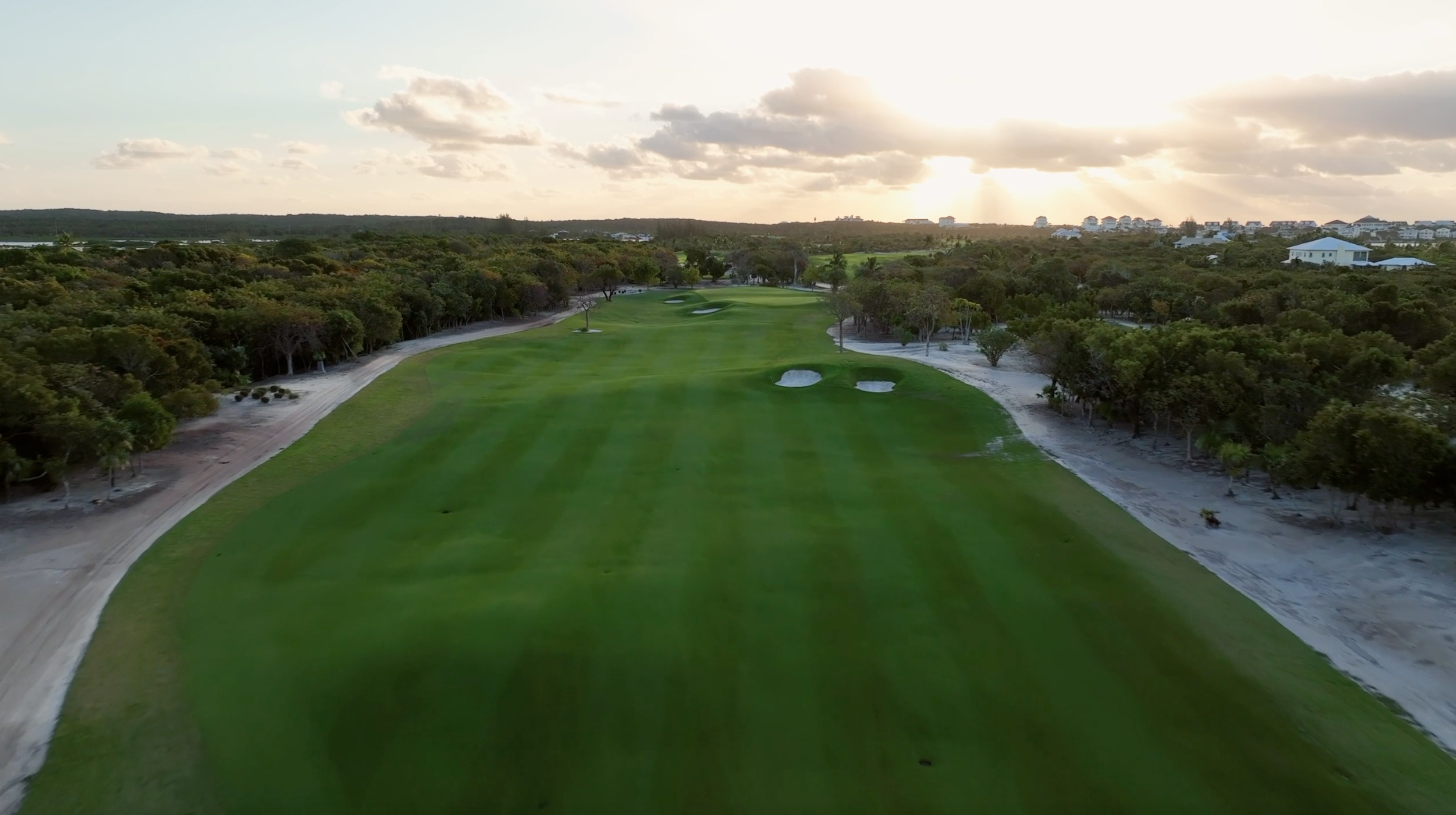 Aerial shot of Hole 12 from The Abaco Club golf course