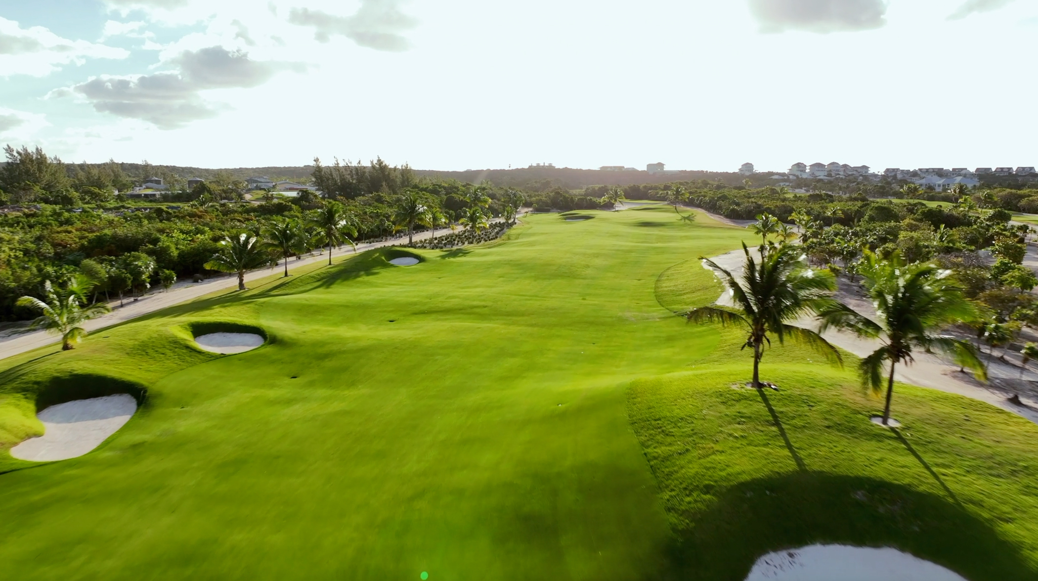 Aerial shot of Hole 13 from The Abaco Club golf course