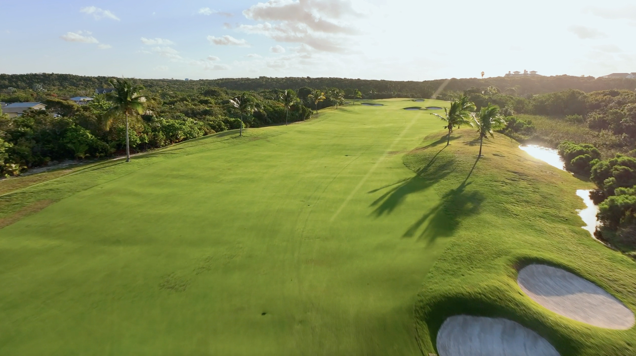 Aerial shot of Hole 14 from The Abaco Club golf course