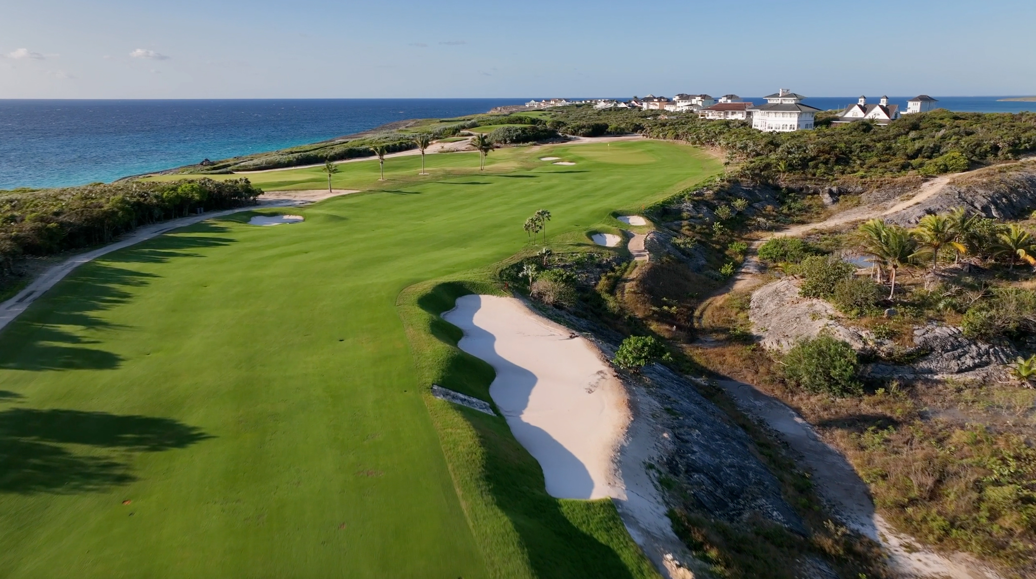 Aerial shot of Hole 16 from The Abaco Club golf course