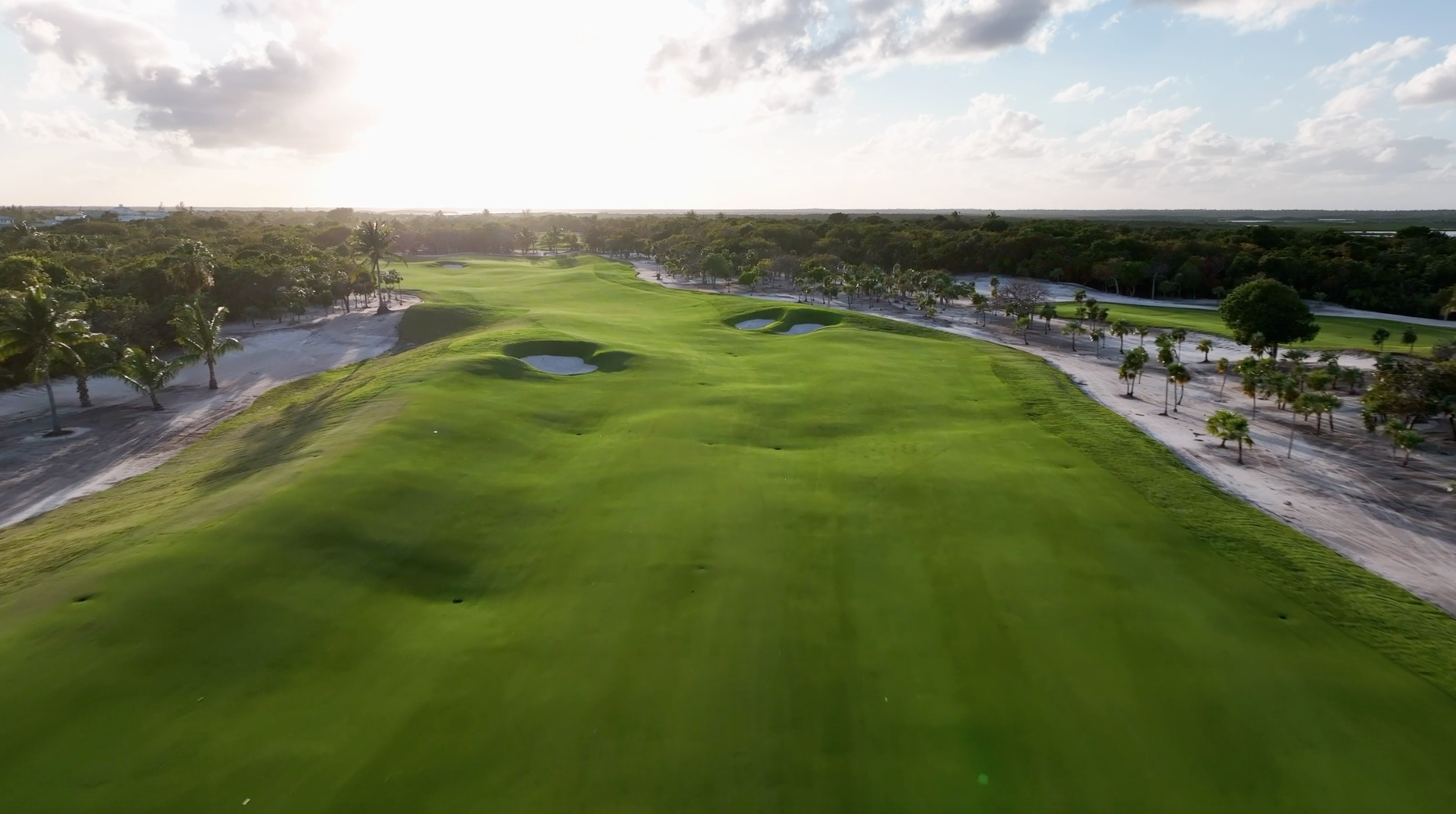 Aerial shot of Hole 2 from The Abaco Club golf course