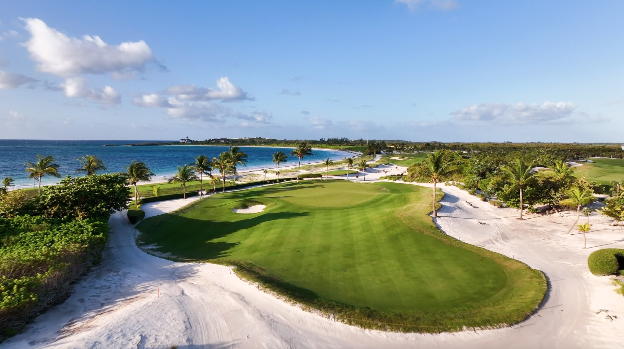 Aerial shot of Hole 4 from The Abaco Club golf course