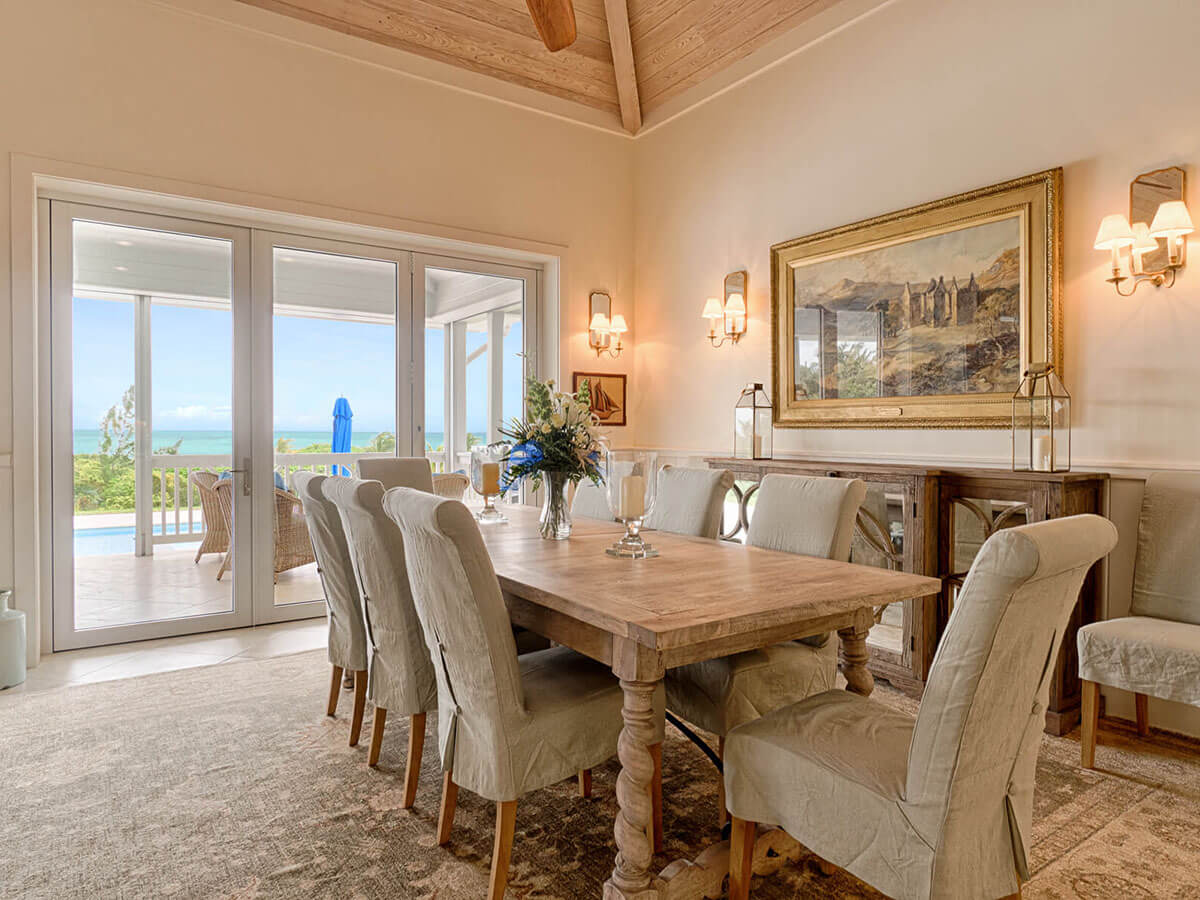 Dining room of a house at The Abaco Club