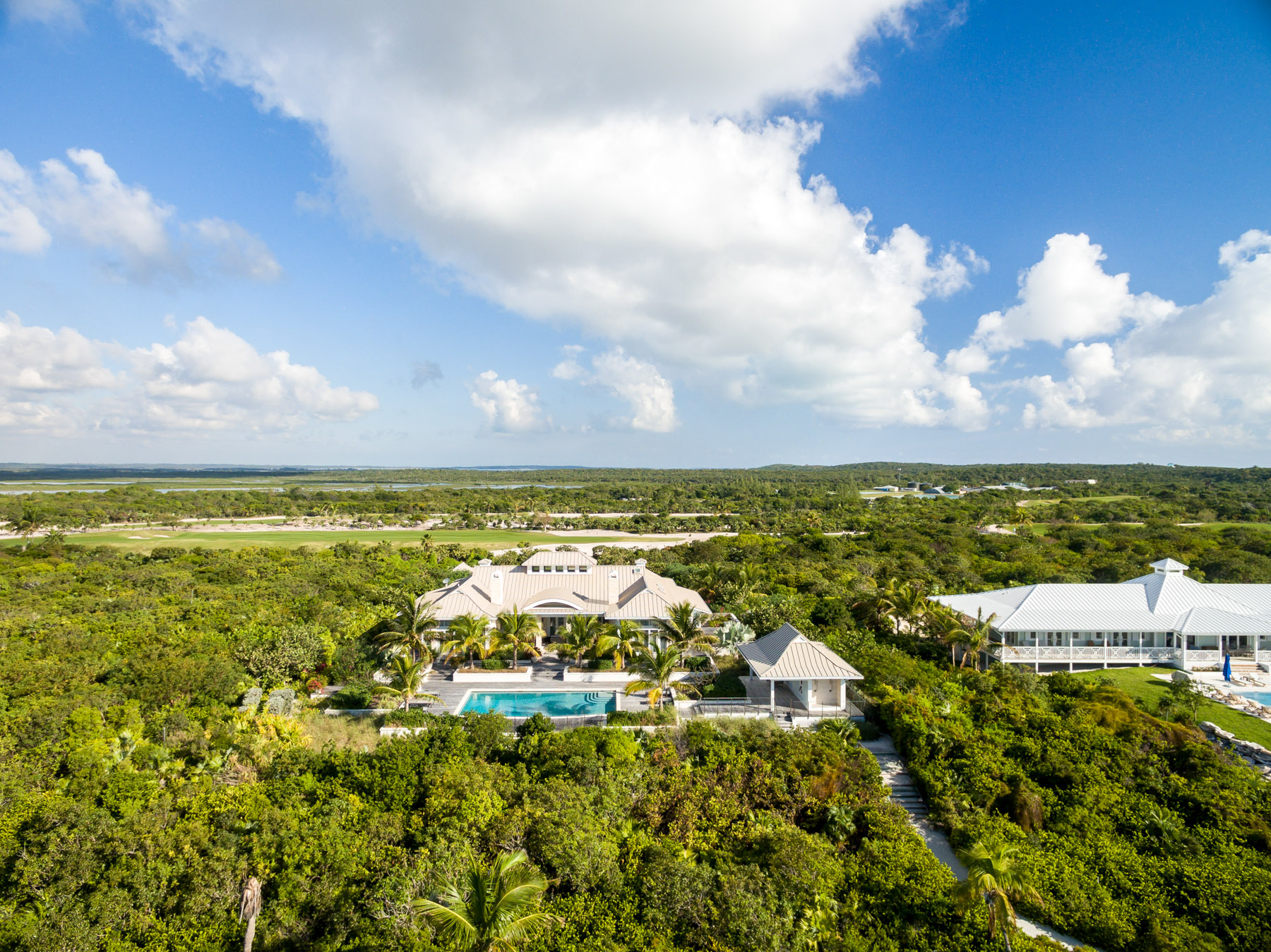 Aerial shot of a luxury property at The Abaco Club
