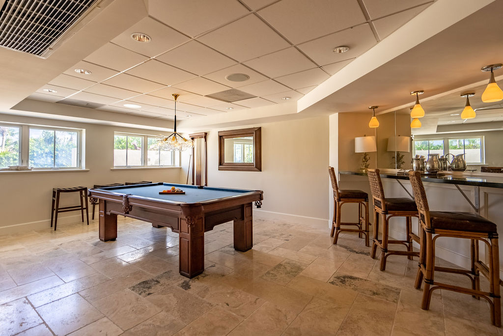 pool table in lower level