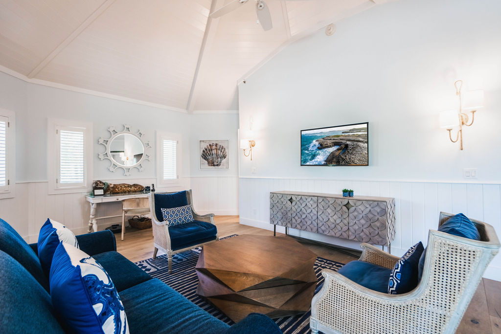 Living room at a luxury beachfront property at The Abaco Club