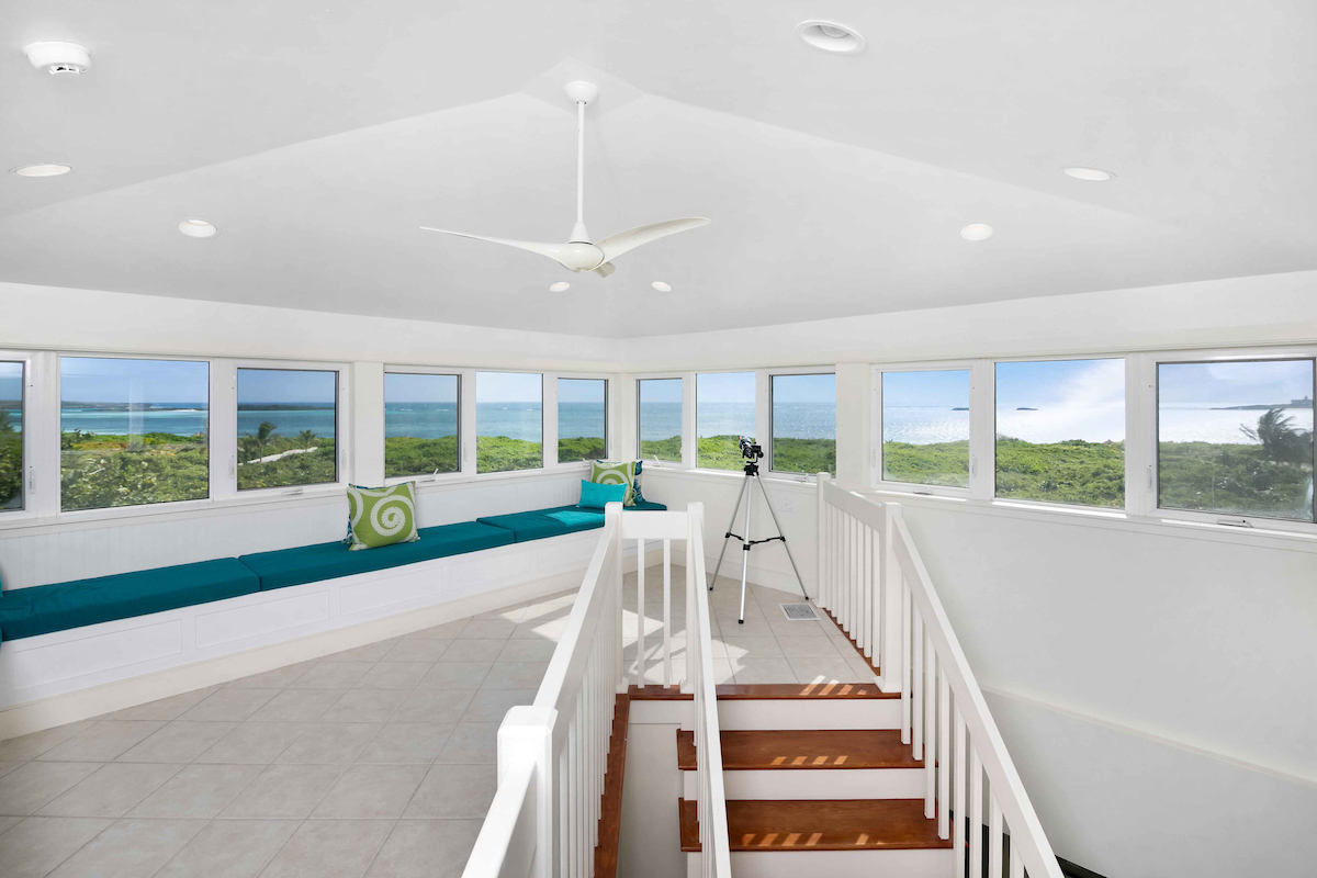 Panoramic ocean view from the lounge area inside a property of The Abaco Club.